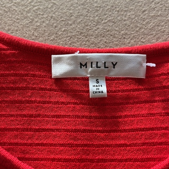 MILLY Textured Flounce Sleeveless Top - Poppy Red- Size S - Picture 7 of 10